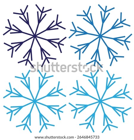 Set of snow lines icon. Christmas snowflake icons isolated. Snowflake icon outline style silhouette. blue Snowflake symbols. Snow icon Editable vector on a white backgrounds, eps10 