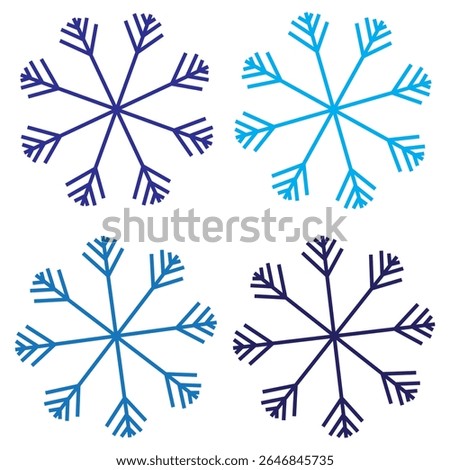 Set of snow lines icon. Christmas snowflake icons isolated. Snowflake icon outline style silhouette. blue Snowflake symbols. Snow icon Editable vector on a white backgrounds, eps10 