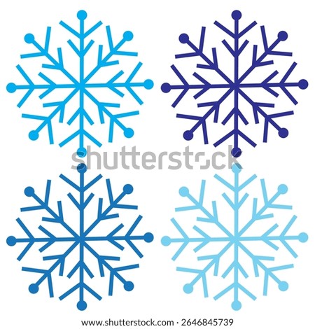 Set of snow lines icon. Christmas snowflake icons isolated. Snowflake icon outline style silhouette. blue Snowflake symbols. Snow icon Editable vector on a white backgrounds, eps10 