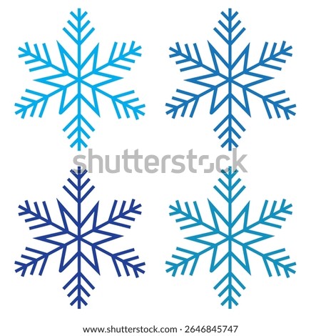 Set of snow lines icon. Christmas snowflake icons isolated. Snowflake icon outline style silhouette. blue Snowflake symbols. Snow icon Editable vector on a white backgrounds, eps10 