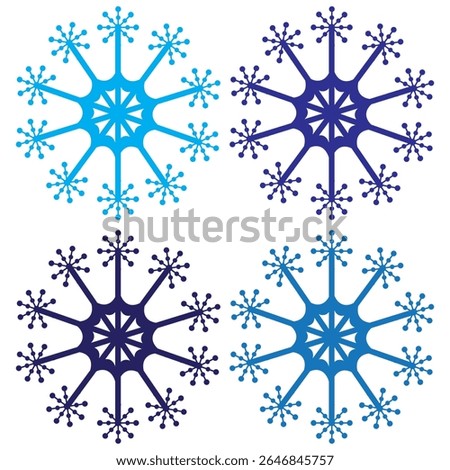 Set of snow lines icon. Christmas snowflake icons isolated. Snowflake icon outline style silhouette. blue Snowflake symbols. Snow icon Editable vector on a white backgrounds, eps10 