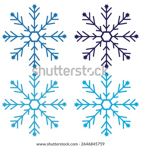 Set of snow lines icon. Christmas snowflake icons isolated. Snowflake icon outline style silhouette. blue Snowflake symbols. Snow icon Editable vector on a white backgrounds, eps10 