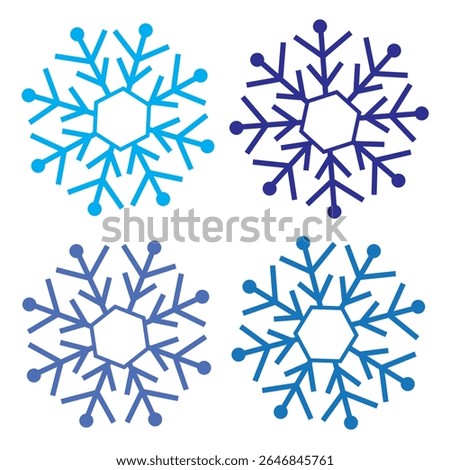 Set of snow lines icon. Christmas snowflake icons isolated. Snowflake icon outline style silhouette. blue Snowflake symbols. Snow icon Editable vector on a white backgrounds, eps10 