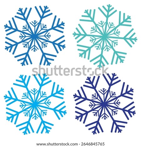 Set of snow lines icon. Christmas snowflake icons isolated. Snowflake icon outline style silhouette. blue Snowflake symbols. Snow icon Editable vector on a white backgrounds, eps10 