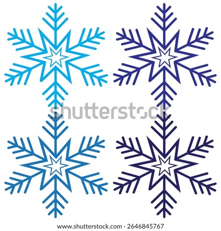 Set of snow lines icon. Christmas snowflake icons isolated. Snowflake icon outline style silhouette. blue Snowflake symbols. Snow icon Editable vector on a white backgrounds, eps10 