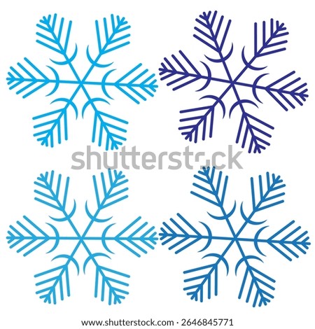 Set of snow lines icon. Christmas snowflake icons isolated. Snowflake icon outline style silhouette. blue Snowflake symbols. Snow icon Editable vector on a white backgrounds, eps10 