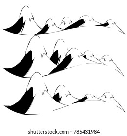 set of snow mountain with cartoon style design icon logo illustration