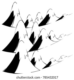 set of snow mountain with cartoon style design icon logo illustration