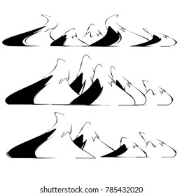 set of snow mountain with cartoon style design icon logo illustration