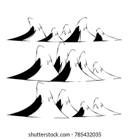 set of snow mountain with cartoon style design icon logo illustration