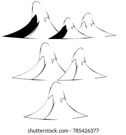 set of snow mountain illustration vector isolated background