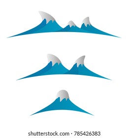 set of snow mountain illustration vector isolated background