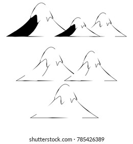 set of snow mountain illustration vector isolated background