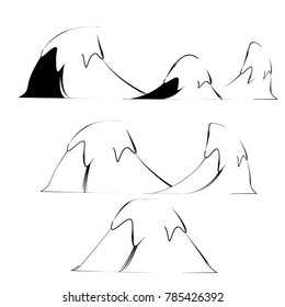 set of snow mountain illustration vector isolated background