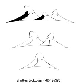 set of snow mountain illustration vector isolated background