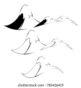 set of snow mountain illustration vector isolated background