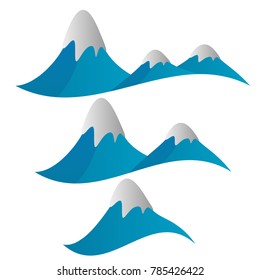 set of snow mountain illustration vector isolated background