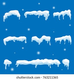 Set of snow on winter background in cartoon style for your design