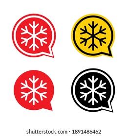 Juego de icono de invierno de nieve, signo de copo de hielo peligroso, ilustración de vector de alerta de riesgo, símbolo de precaución cuidadoso