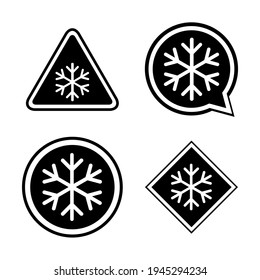 Set of snow winter icon, danger ice flake sign, risk alert vector illustration, careful caution symbol .