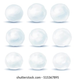 Set Of Snowball Icons Isolated On White Background. Vector Illustration