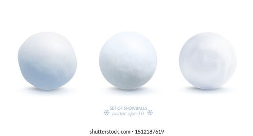 Set of snowballs isolated on white background . Snow ball ice vector .New year banner .Christmas.