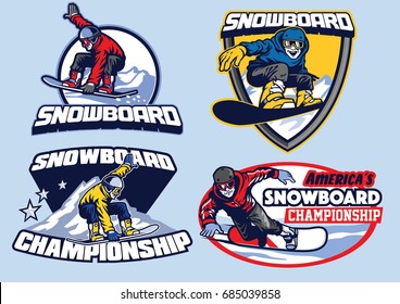 conjunto de tarjetas de snowboard