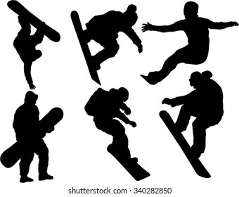 The set of snowboard silhouette