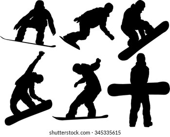 Set of snowboarder silhouette