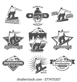 Set of Snowboarding badges logos and labels templates. 