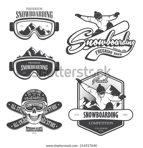 Set of\
snowboarding emblems, labels and designed elements. Extreme theme,\
winter games, outdoors adventure. Set\
2