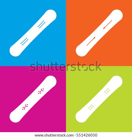 set of snowboards with schemes of different binding mounting systems (universal and burton): 2x4, 4x4, 3D, channel (ICS & EST). flat design. vector eps-10