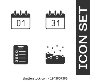 Set Snowfall, Calendar, New year goals list and  icon. Vector