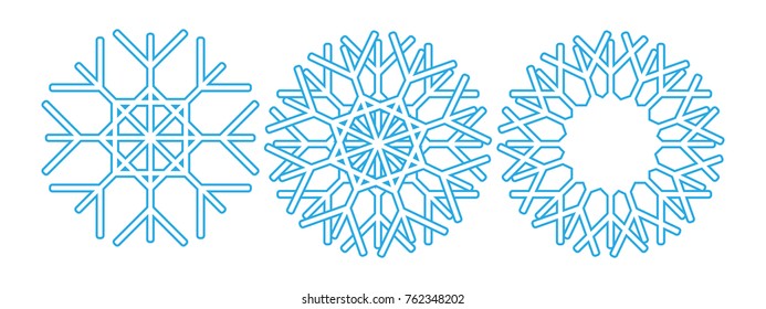 Set Snowflake Christmas Symbols, Vector, Holidays