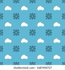 Set Snowflake and Cloud on seamless pattern. Vector