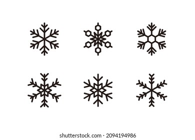 conjunto de diseño de ilustración de icono de copo de nieve, elemento copo de nieve con vector de plantilla de estilo delineado