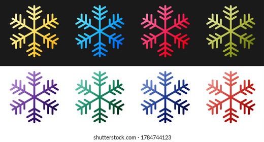 Set Snowflake icon isolated on black and white background. Vector.