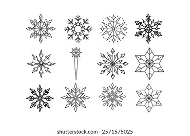 Set of snowflake icon on vector illustration