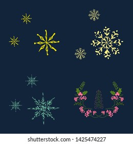Set of snowflake icon. sign design. red background