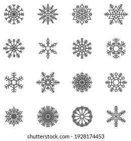 Juego de iconos de copo de nieve. Ilustrador vectorial de símbolo.