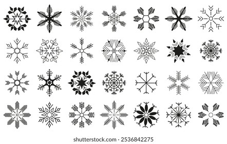 Conjunto de iconos de copo de nieve. Iconos de copo de nieve para Navidades