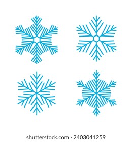 Set snowflake icons collection isolated on white background.