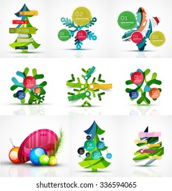 Set of snowflake icons with text labels. Christmas tags concept for your message. Vector illustration