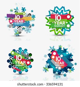 Set of snowflake icons with text labels. Christmas tags concept for your message. Vector illustration