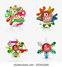 Set of snowflake icons with text labels. Christmas tags concept for your message. Vector illustration