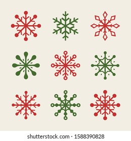 Set of snowflake icons. Vector
