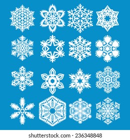 Set snowflake icons. Vector illustration.