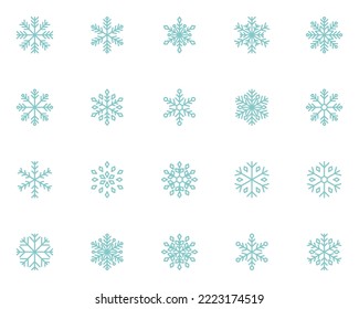 conjunto de iconos de copos de nieve, invierno