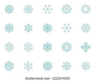 set of snowflake icons, winter