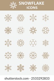 Conjunto de iconos de copo de nieve, invierno, nieve